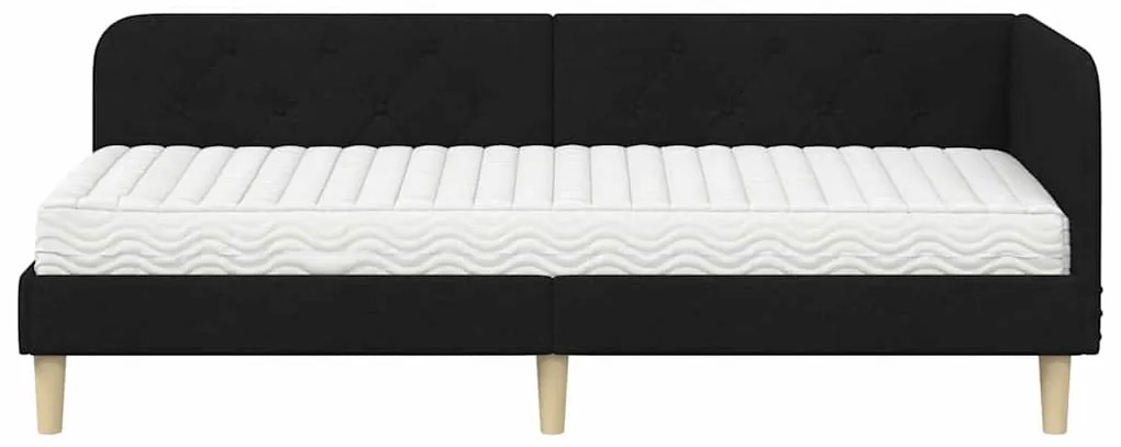 vidaXL Κρεβάτι Γωνίας με στρώμα με κεφαλάρι Μαύρο 80 x 200 cm ύφασμα