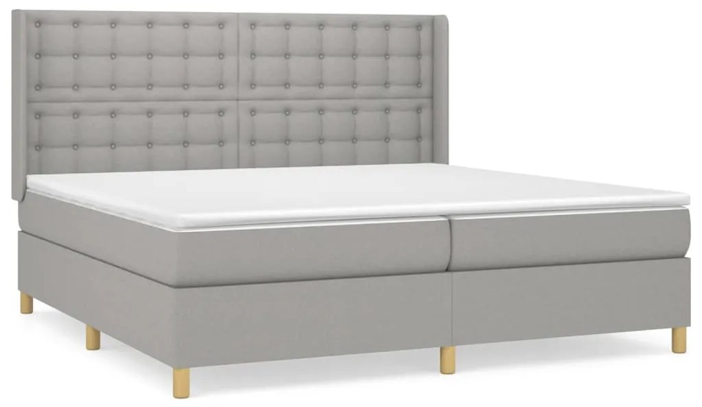 Κρεβάτι Boxspring με Στρώμα Ανοιχτό Γκρι 200x200 εκ. Υφασμάτινο - Γκρι