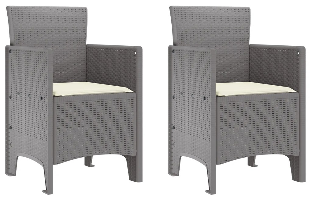 vidaXL Σέτ φαγητού για κήπο 3 pcs Ανοιχτό γκρι Rattan Polt