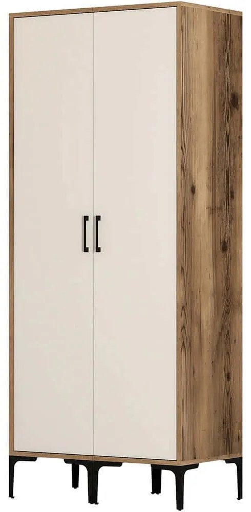 Ντουλάπα Δίφυλλη Kumsal 845HCT5446 80x47,5x201,4cm Walnut-Cream Δίφυλλη