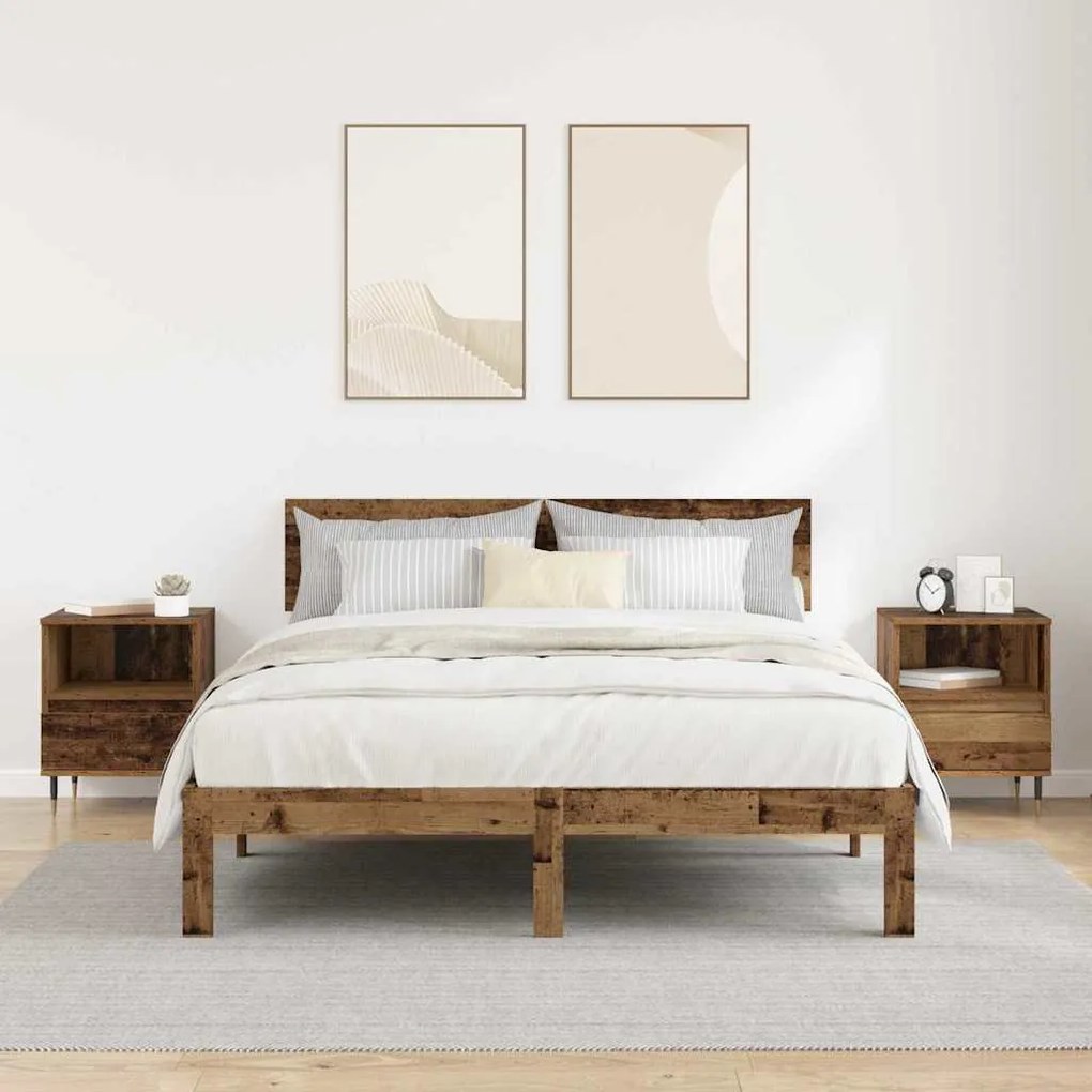 vidaXL Κομοδίνο 2 pcs Παλιό ξύλο 40 x 35 x 50 εκ. Επεξεργασμένο ξύλο