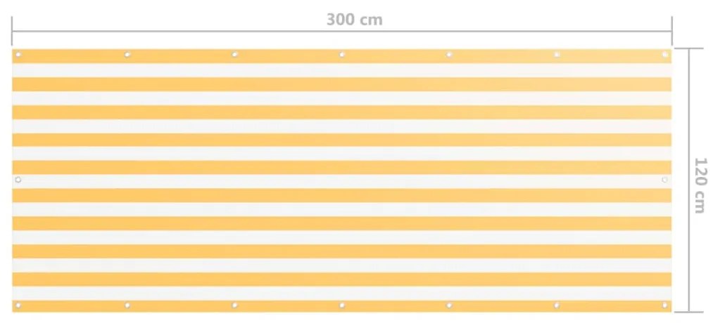 vidaXL Διαχωριστικό Βεράντας Λευκό/Κίτρινο 120 x 300 εκ. Ύφασμα Oxford