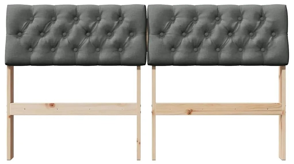 vidaXL Ταπετσαρισμένο κεφαλάρι Σκούρο Γκρι 160 cm Στερεά ξυλεία πεύκου