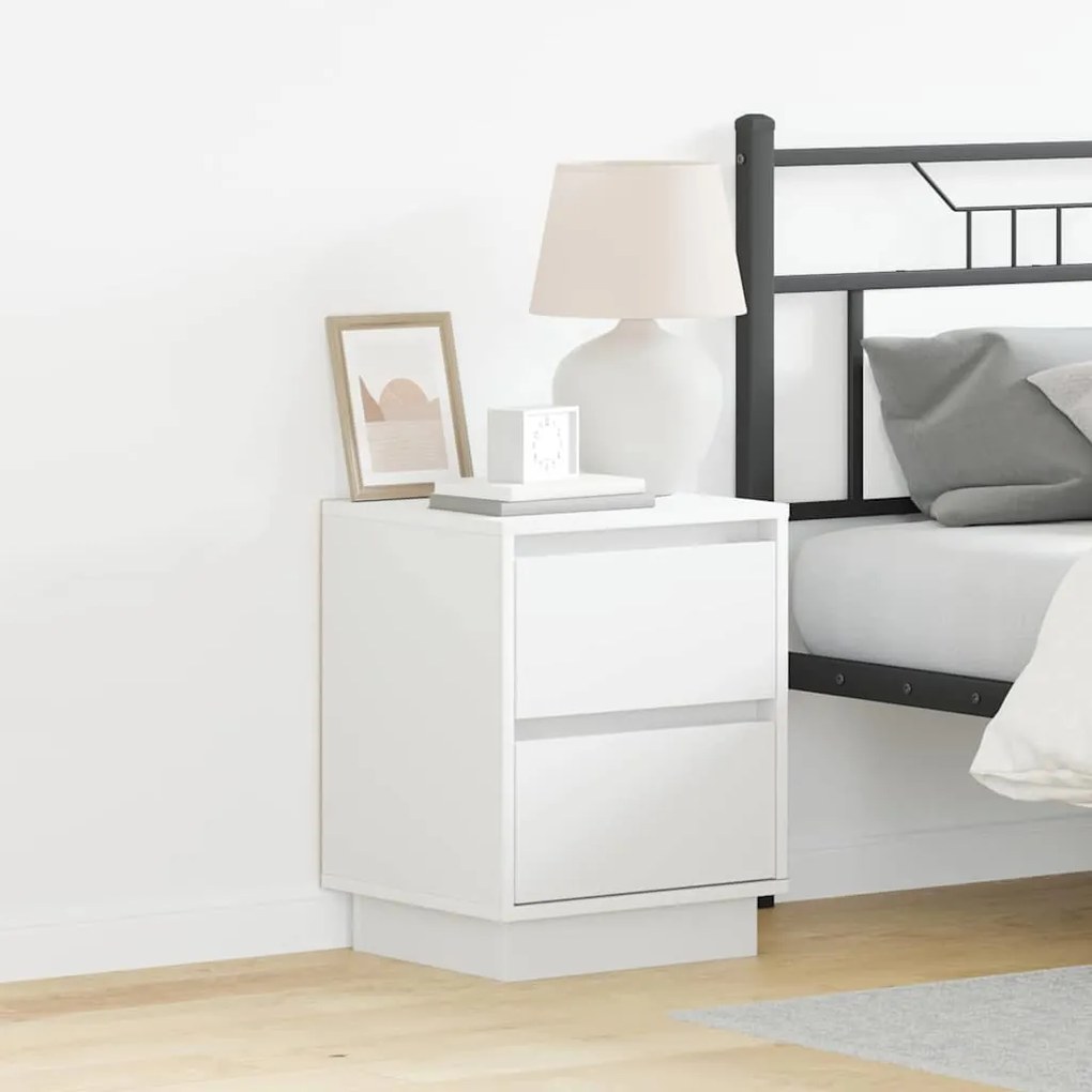 vidaXL Κομοδίνο με συρτάρι Λευκό 39 x 34.5 x 50 εκ. Επεξεργασμένο ξύλο