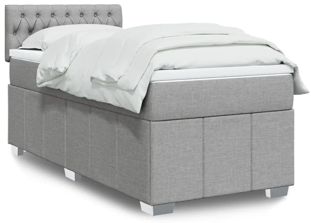 vidaXL Κρεβάτι Boxspring με Στρώμα Ανοιχτό Γκρι 80x200 εκ. Υφασμάτινο