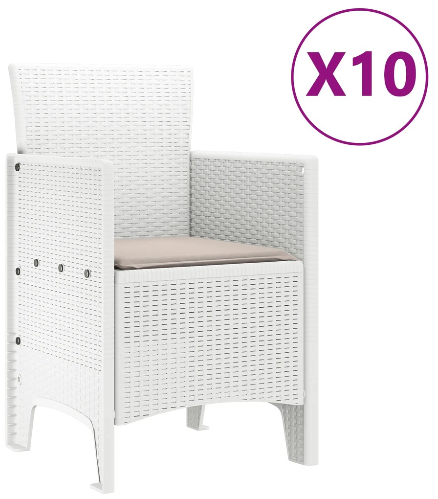 vidaXL Σετ Τραπεζαρίας Κήπου 11 pcs Λευκό 250 x 100 x 73 εκ