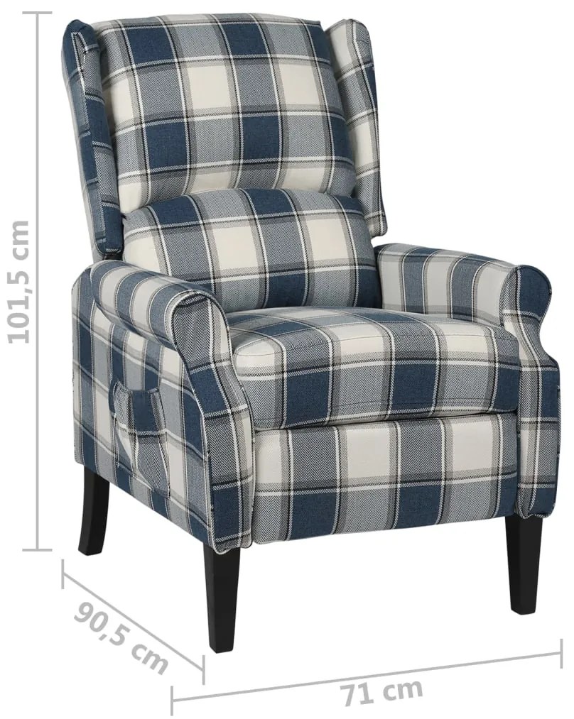 vidaXL Πολυθρόνα Ανακλινόμενη Μπλε Υφασμάτινη