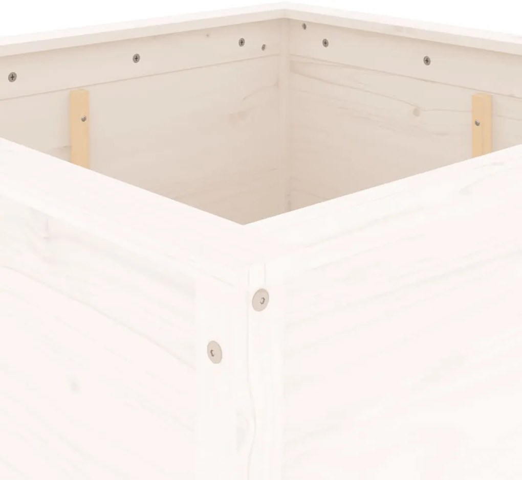 vidaXL Ζαρντινιέρα Λευκή 82,5 x 82,5 x 78 εκ. από Μασίφ Ξύλο Πεύκου