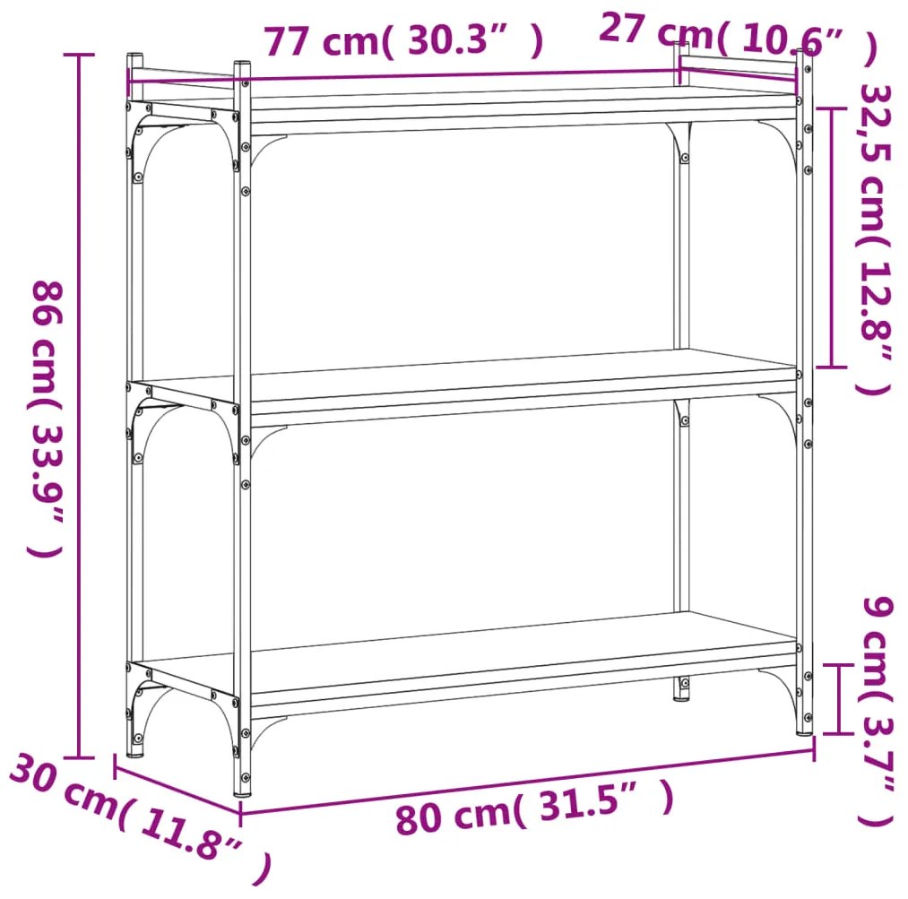 ΒΙΒΛΙΟΘΗΚΗ 3 ΕΠΙΠΕΔΩΝ SONOMA ΔΡΥΣ 80X30X86 ΕΚ. ΕΠΕΞΕΡΓ. ΞΥΛΟ 837668