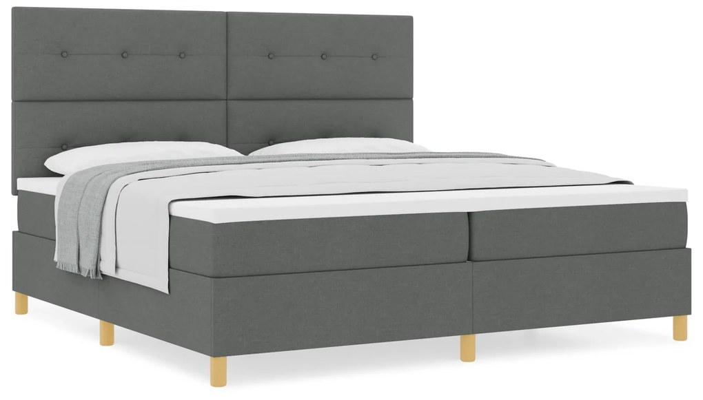 vidaXL Κρεβάτι με Στρώμα Σκούρο Γκρί 200x200 cm Υφάσματος
