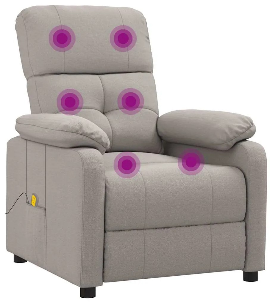 vidaXL Πολυθρόνα Μασάζ Taupe Υφασμάτινη