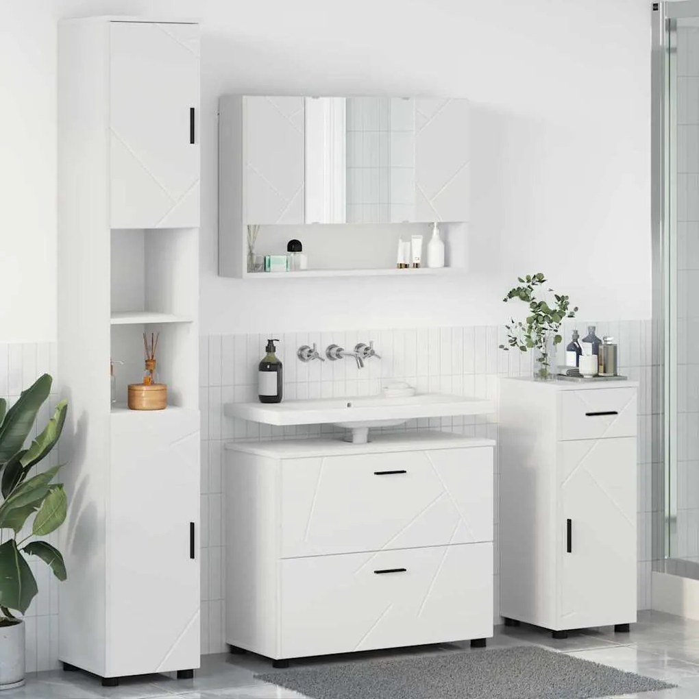 vidaXL Σετ Επίπλων Μπάνιου με συρτάρι 4 pcs Λευκό 30 x 35 x 192 εκ.