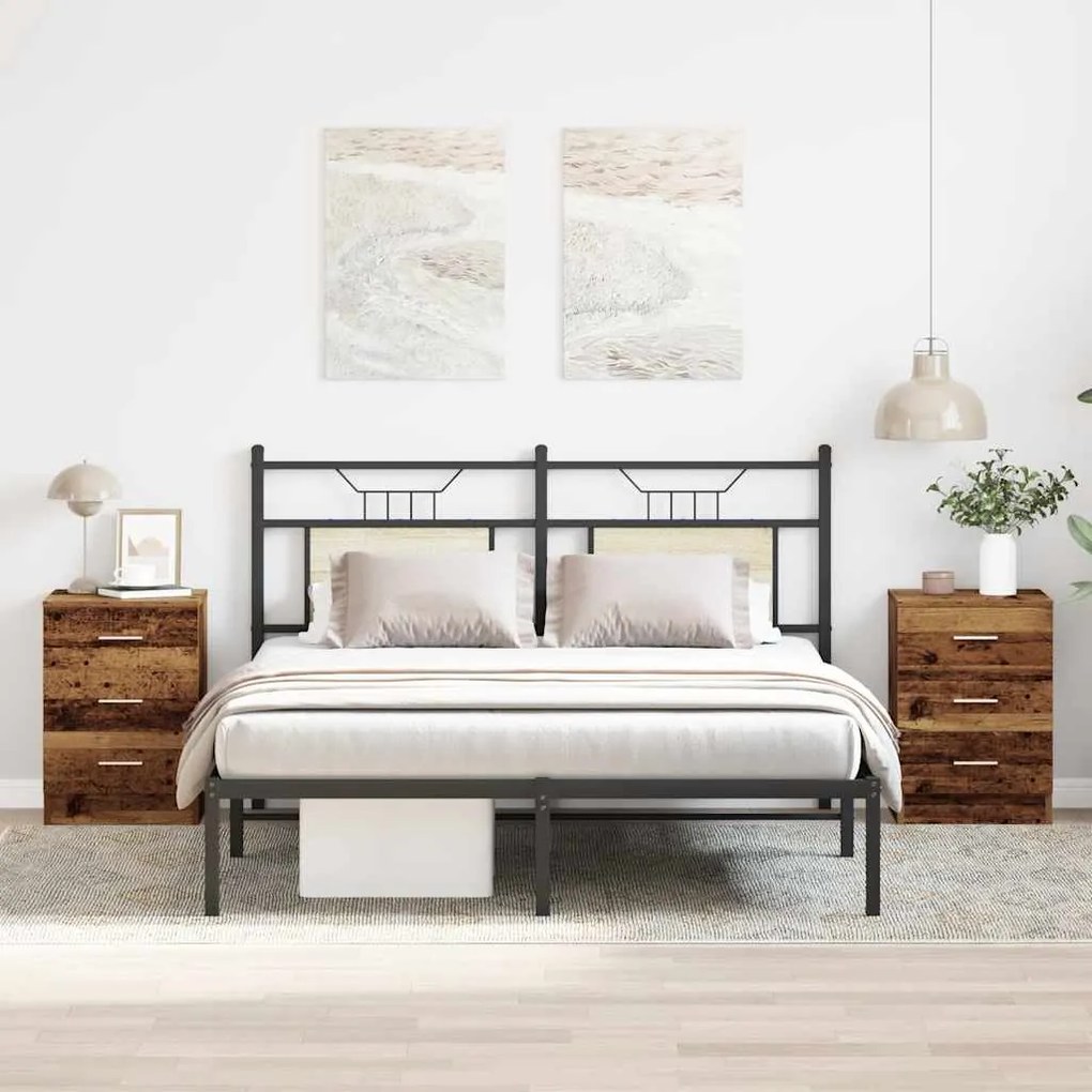 Κομοδίνα 2 τεμάχια Παλιό ξύλο 38x35x55 εκ Κατασκευασμένο ξύλο - Παλιό ξύλο