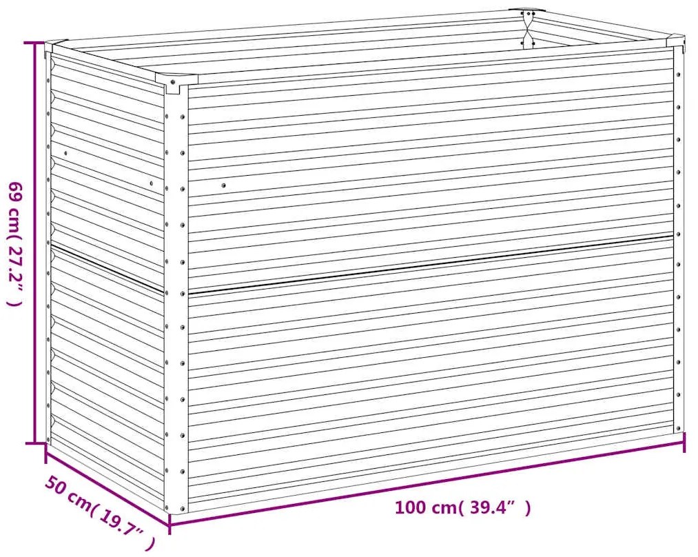 vidaXL Υπερυψωμένο Ζαρντινιέρα Κήπου 100 x 50 x 69 εκ. από Ατσάλι Corten