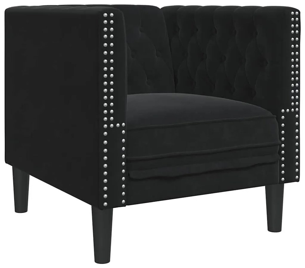 vidaXL Πολυθρόνα Τσέστερφιλντ Μαύρο 71 x 74.5 x 70.5 εκ. Βελούδο