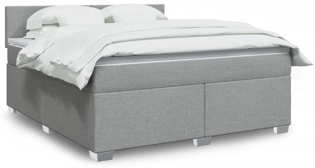 vidaXL Κρεβάτι Boxspring με Στρώμα Ανοιχτό Γκρι 180x200 εκ. Υφασμάτινο