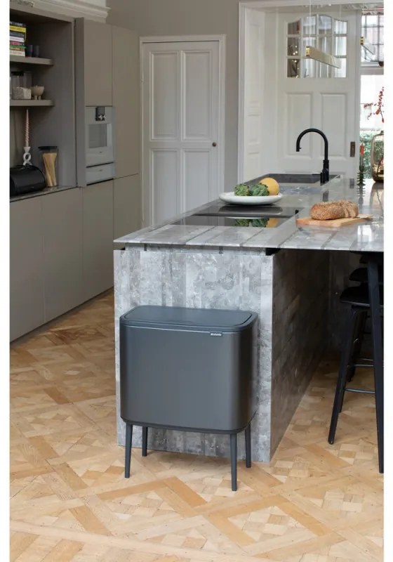 Κάδος Brabantia Bo Touch 1008854, 36 L, Ομαλό και αθόρυβο άνοιγμα, Μεγάλο άνοιγμα, Σκούρο γκρι
