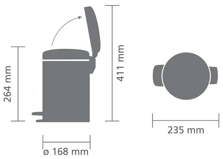 Κάδος με πεντάλ Brabantia NewIcon, 3 l, Εύκολο κλείσιμο, Αντιολισθητική βάση, Λευκό
