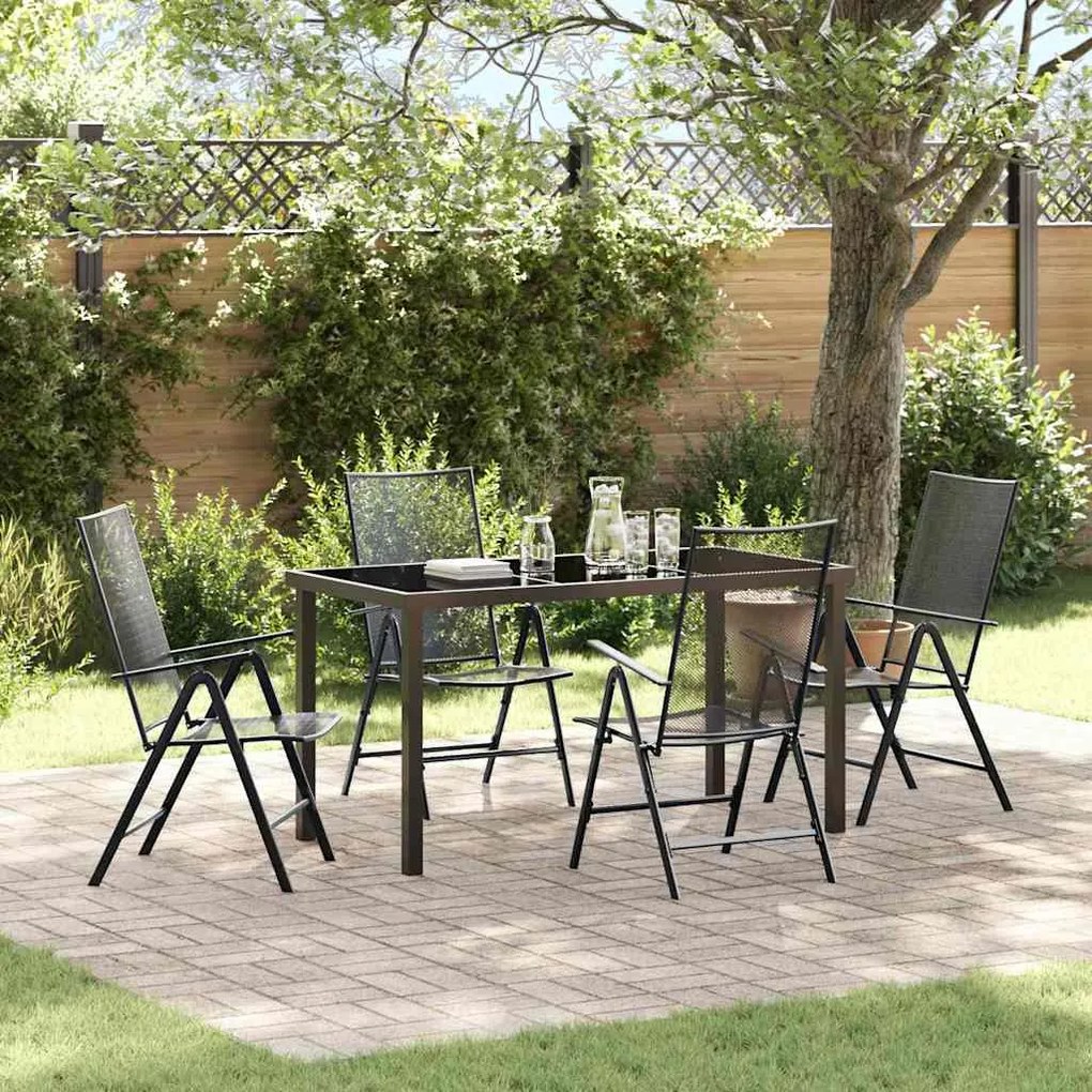 vidaXL Σέτ φαγητού για κήπο Πτυσσόμενος 5 pcs Ανθρακί Ατσάλι