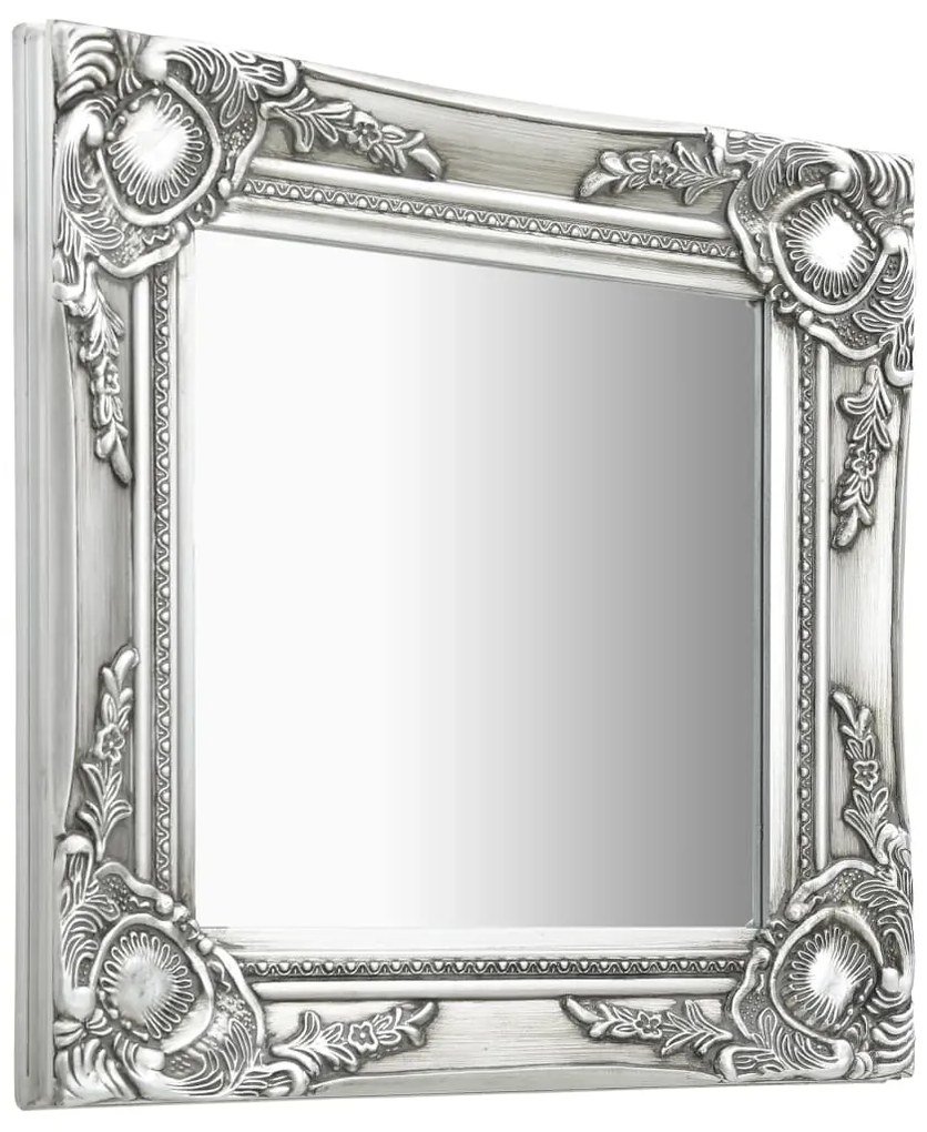 vidaXL Καθρέφτης Τοίχου με Μπαρόκ Στιλ Ασημί 40 x 40 εκ.