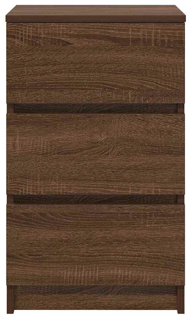 Κομοδίνα με 3 συρτάρια 2 τεμάχια καφέ δρυς 39x35x65 εκ. - Καφέ