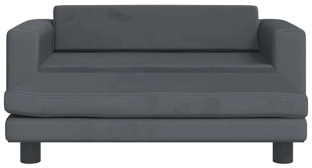 vidaXL Καναπές Παιδικός με Υποπόδιο Σκ. Γκρι 100x50x30 εκ. Βελούδινος