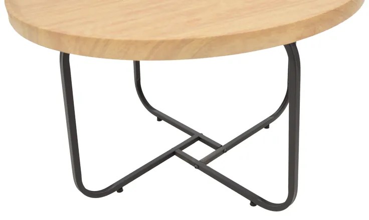 Tραπέζια σαλονιού Crismory pakoworld σετ 2τεμ MDF σε φυσική απόχρωση και μαύρα μεταλλικά πόδια