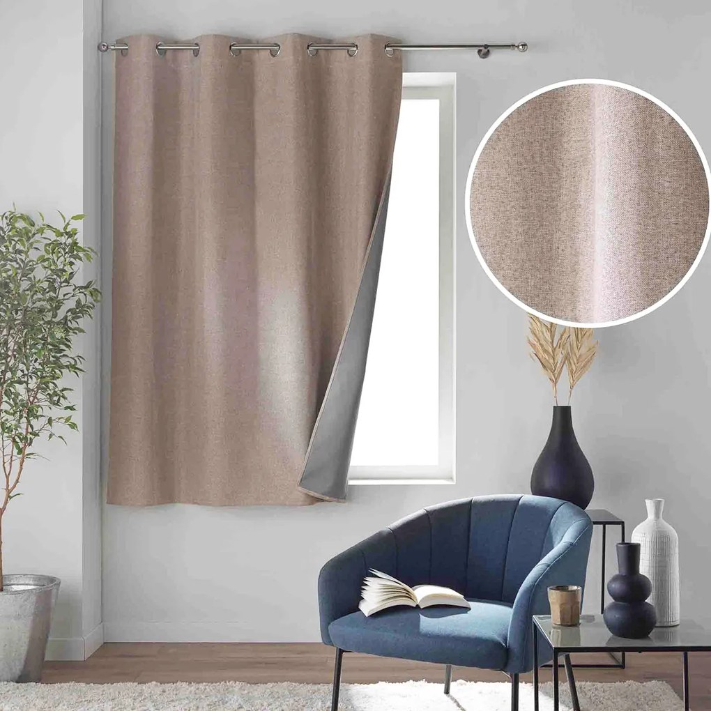 Θερμομονωτική Κουρτίνα Παραθύρου Συσκότισης (140x180) Με Τρουκς L-C Crepuscule Linen 1612538