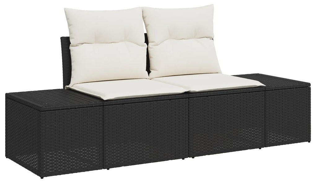 vidaXL Σετ Garden Sofa 9 Τεμαχίων με Μαξιλάρια Μαύρο Πολυ Ρατάν