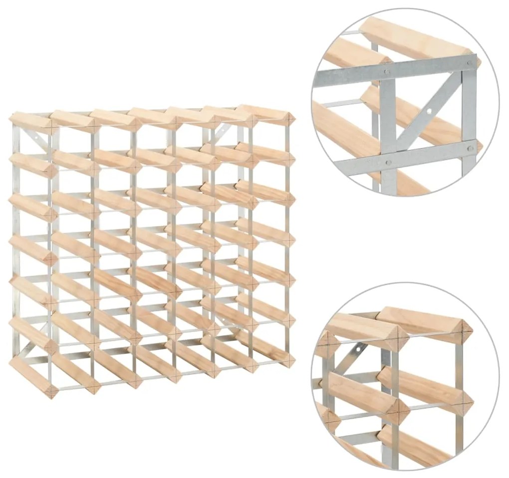 vidaXL Ραφιέρα/Σταντ Κρασιών για 42 Φιάλες από Μασίφ Ξύλο Πεύκου