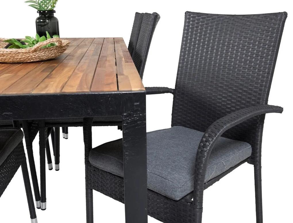 Σετ Τραπέζι και καρέκλες Dallas 586, Ξύλο, Πλαστικό ψάθινο, Ξύλο: Ακακία, Μαξιλάρι καθίσματος: Ναι | Epipla1.gr