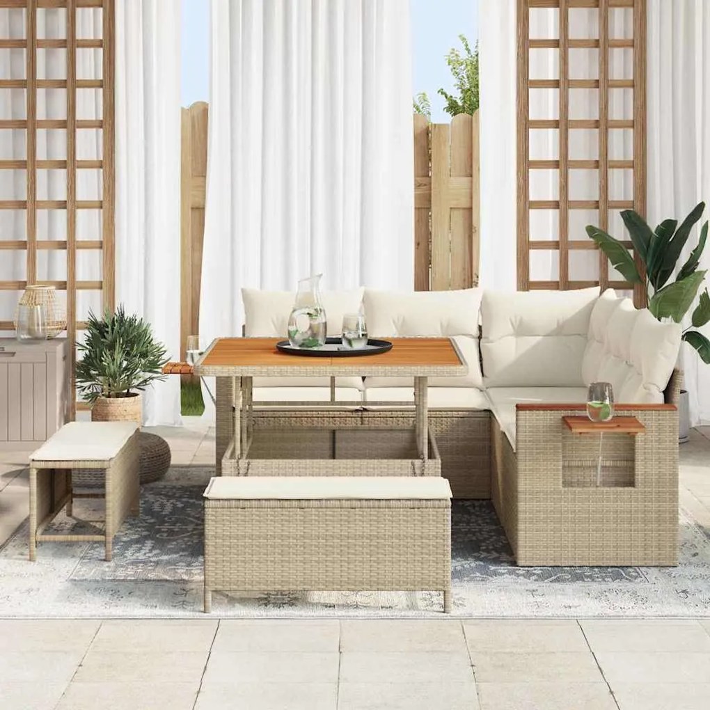 vidaXL Σετ Καναπέ Κήπου 8 pcs μπεζ και κρεμ 100 x 100 x 71 cm