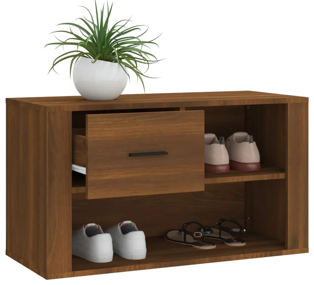 vidaXL Παπουτσοθήκη Καφέ Δρυς 80x35x45 εκ. από Επεξεργασμένο Ξύλο