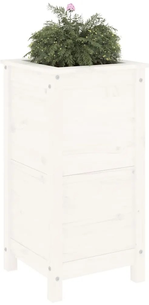 vidaXL Ζαρντινιέρα Λευκή 40 x 40 x 78 εκ. από Μασίφ Ξύλο Πεύκου