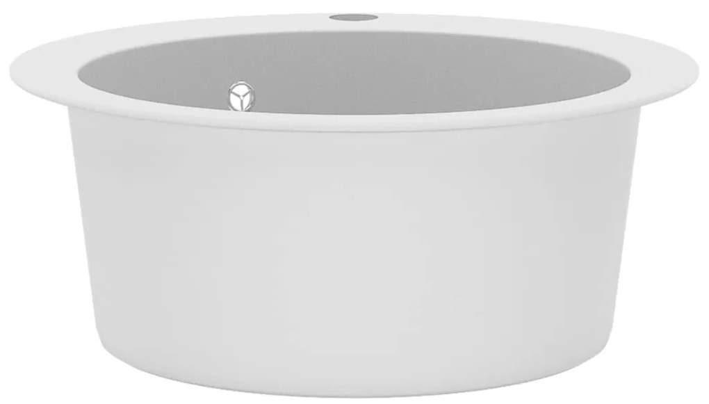 vidaXL Νεροχύτης με Μονή Γούρνα Στρογγυλός Λευκός Γρανιτένιος