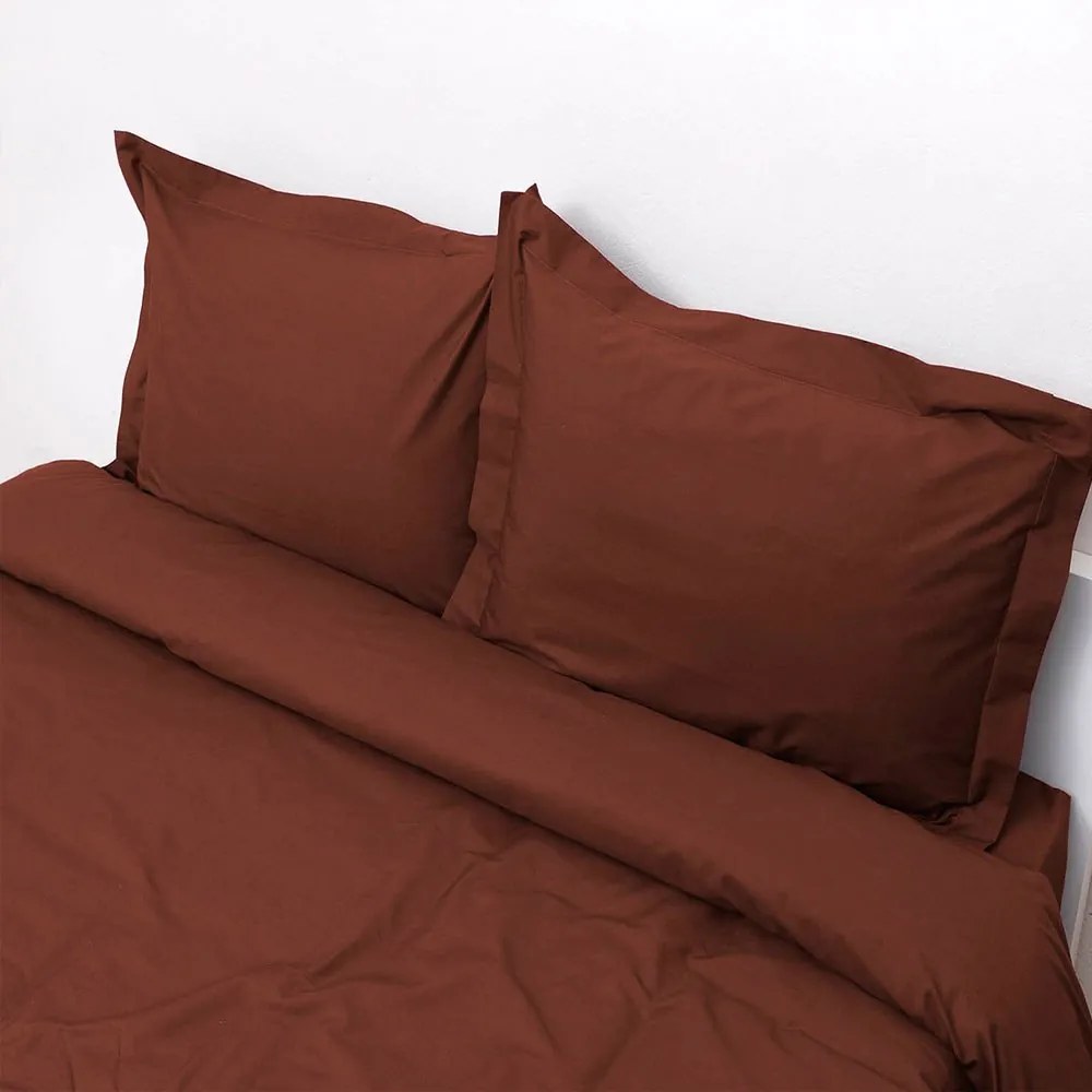 Παπλωματοθήκη Superb Percale (Σετ 3τμχ) Choco Viopros Υπέρδιπλo 220x240cm 100% Βαμβακερό Περκάλι