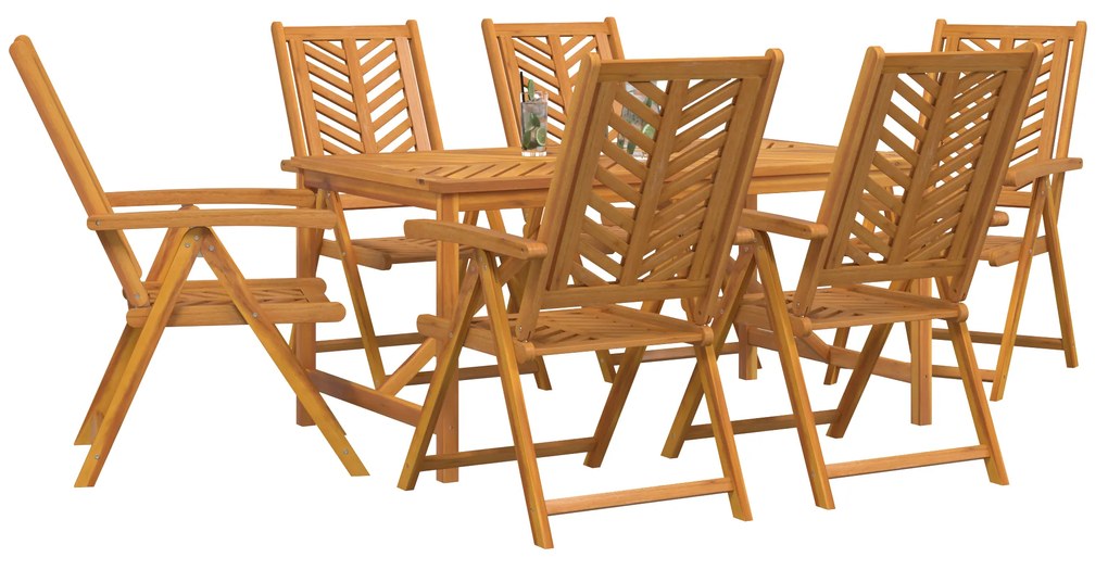 vidaXL Σέτ φαγητού για κήπο 7 pcs Καφέ 150 x 90 x 74 cm