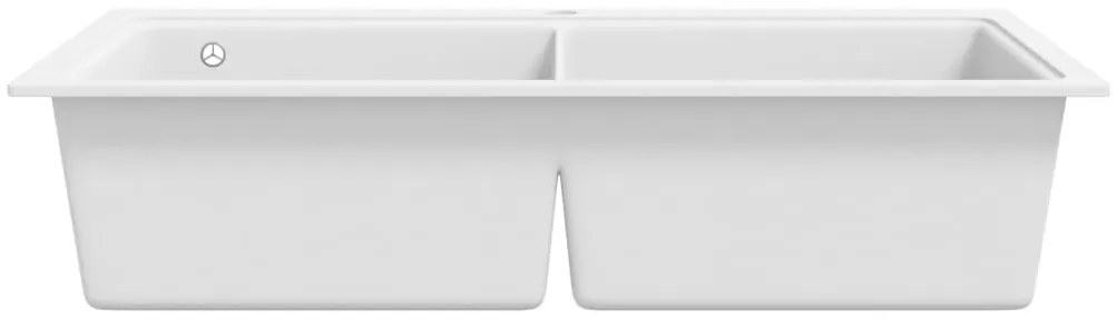 Νεροχύτης Ένθετος με Διπλή Γούρνα Λευκός Γρανιτένιος