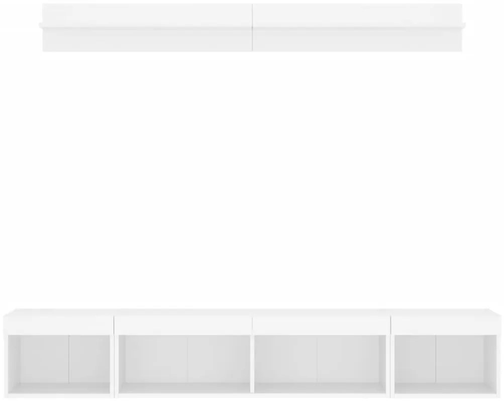vidaXL Έπιπλα Τοίχου Τηλεόρασης 5 τεμ LED Λευκά από Επεξεργασμένο Ξύλο