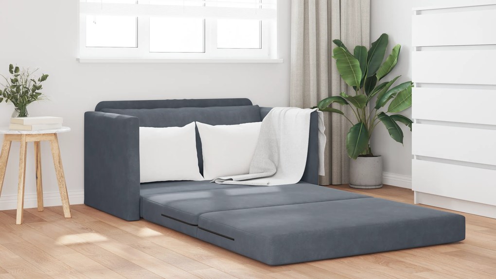 vidaXL Καναπές Κρεβάτι 2 σε 1 Σκούρο Γκρι 124x204x61 cm Βελούδο