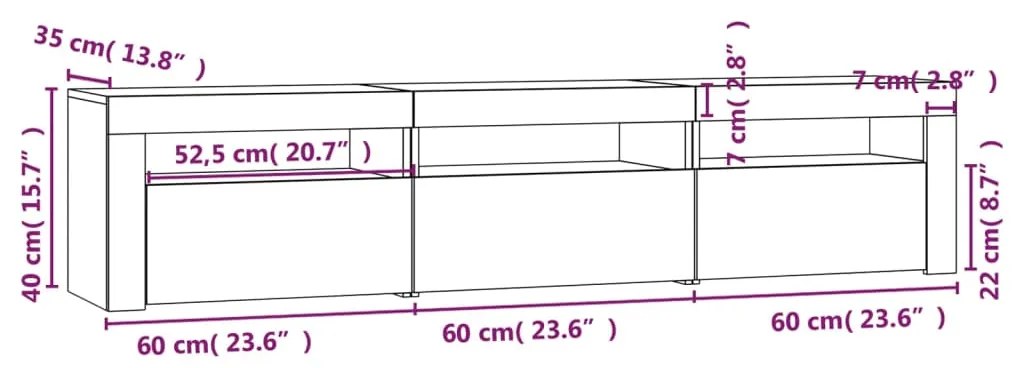 Έπιπλο Τηλεόρασης με LED Λευκό 180 x 35 x 40 εκ. - Λευκό