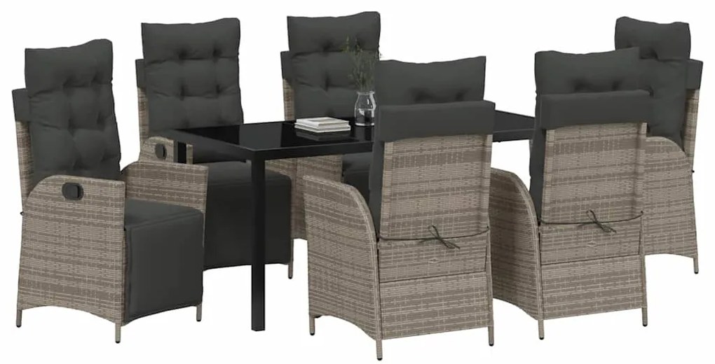 vidaXL Σέτ φαγητού για κήπο 7 pcs Γκρι Πολυ ράταν