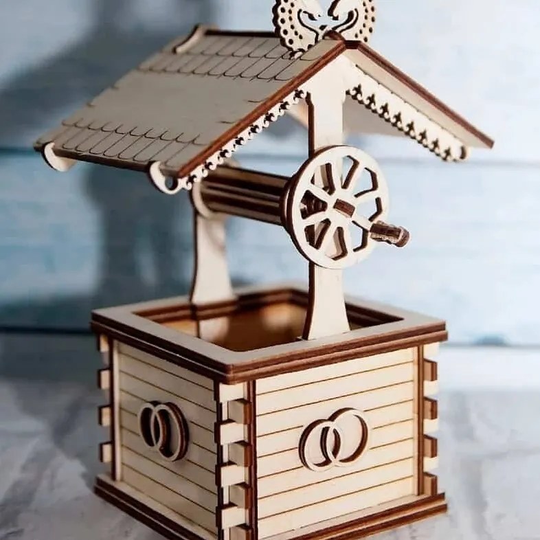 Intra απο ξύλο plywood 3mm-4mm πάχος – ξύλο Μοντέλο Ξύλινου Παζλ Τρισδιάστατο Πηγαδάκι Νερού Κόντρα πλακέ 12x15 cm INTRAVECTRY-MY555479