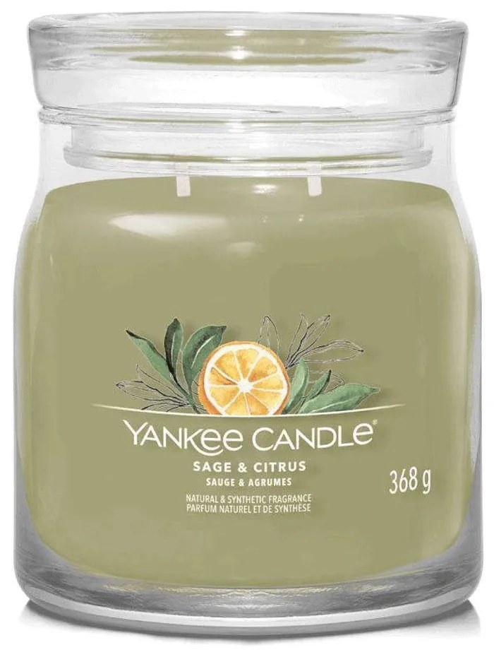 Αρωματικό Κερί Signature Sage &amp; Citrus Medium 1629995E 9,3x11,4cm Green Yankee Candle