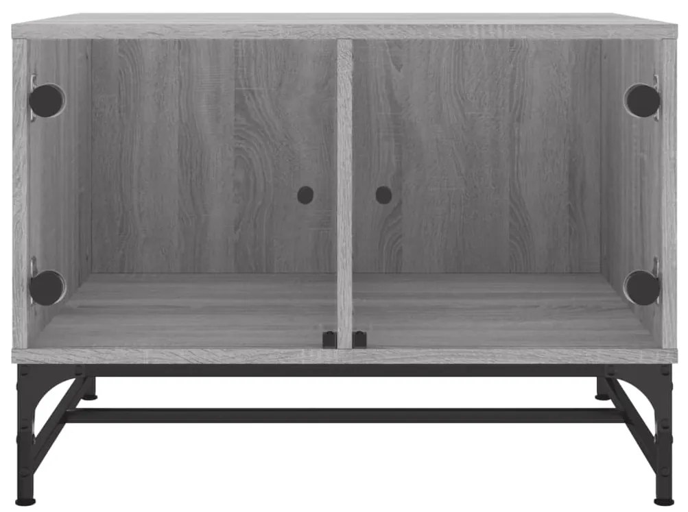 vidaXL Τραπεζάκι Σαλονιού Sonoma Γκρι 68,5x50x50 εκ με Γυάλινες Πόρτες