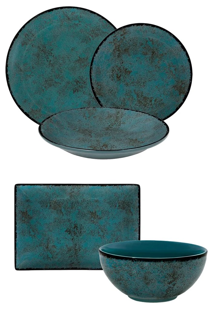 Σερβίτσιο Πιάτων Πορσελάνης Moon Shade Πράσινο Oriana Ferelli – Σετ 20τμχ