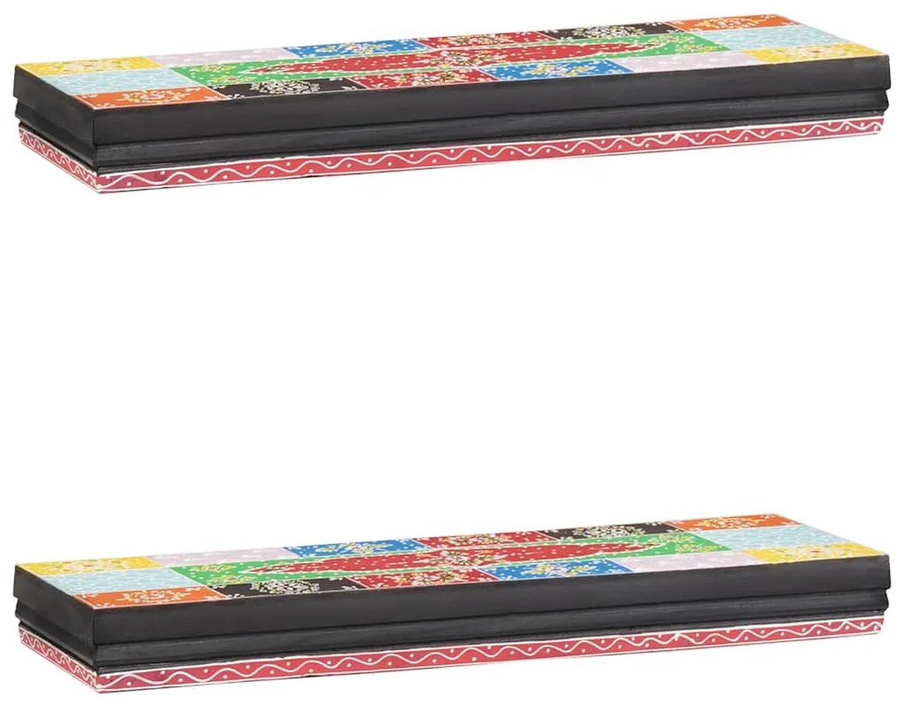vidaXL Ράφια τοίχου 2 pcs Πολύχρωμο 60 x 20 x 6 cm Μασίφ ξύλο μάνγκο
