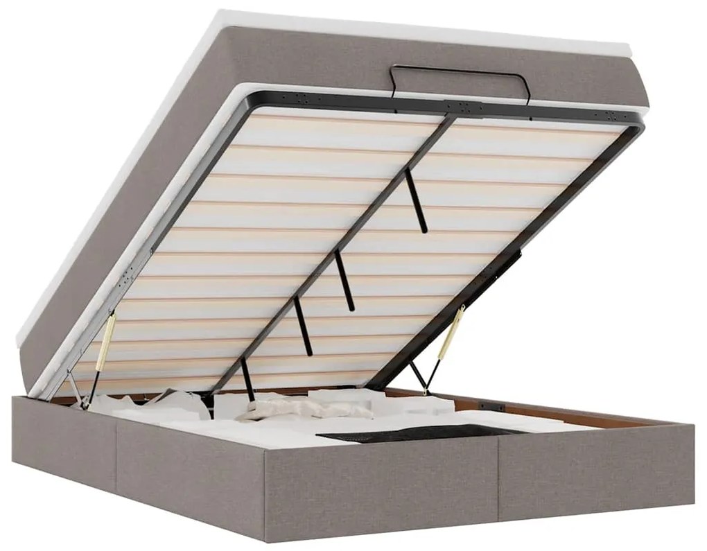 vidaXL Οθωμανικό κρεβάτι με στρώμα Taupe 140x200cm ύφασμα