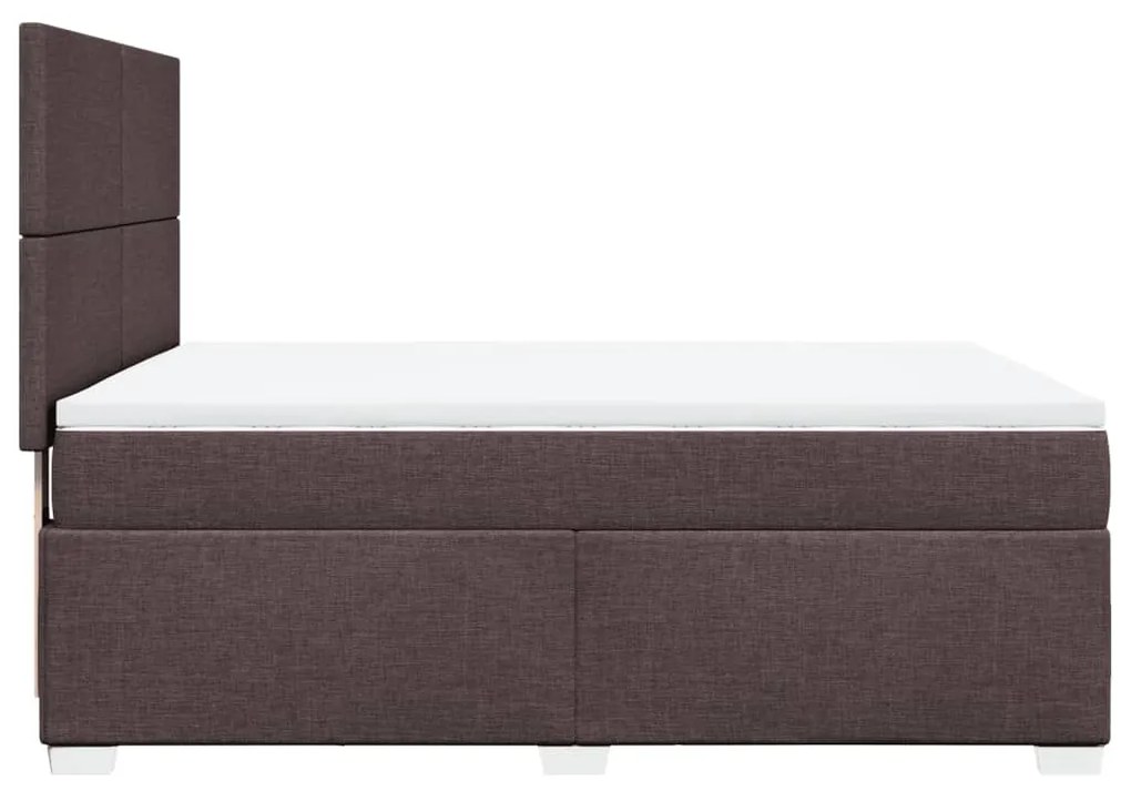 Κρεβάτι Boxspring με Στρώμα Σκούρο Καφέ 140x200 εκ Υφασμάτινο - Καφέ