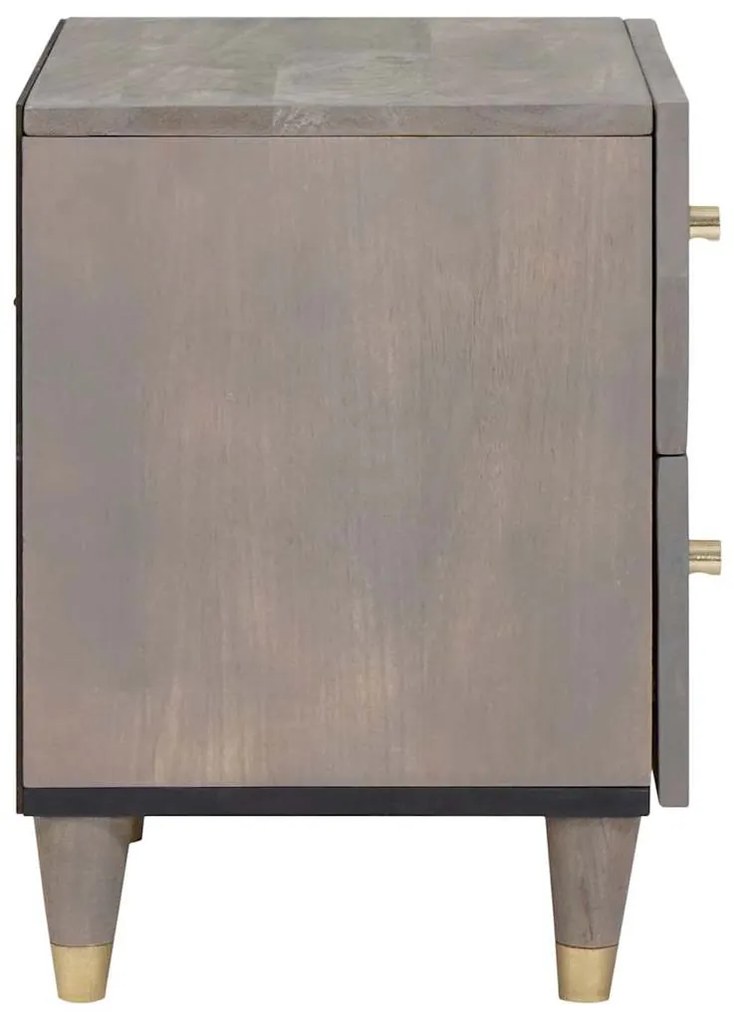 vidaXL Κομοδίνο με συρτάρι Γκρι 40 x 33 x 46 εκ. Μασίφ ξύλο μάνγκο
